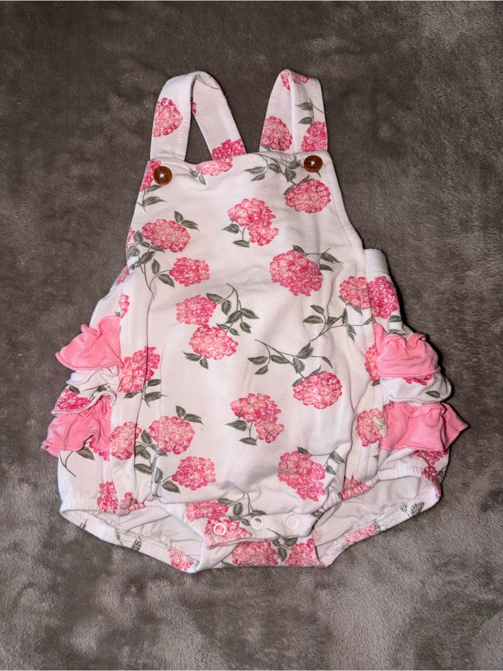 Milkberry hydrangea bubble romper 6-9M